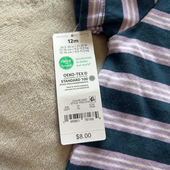 Carters Baby Short Romper One Piece 12 Month Navy Purple Stripes - Picture 11 of 11